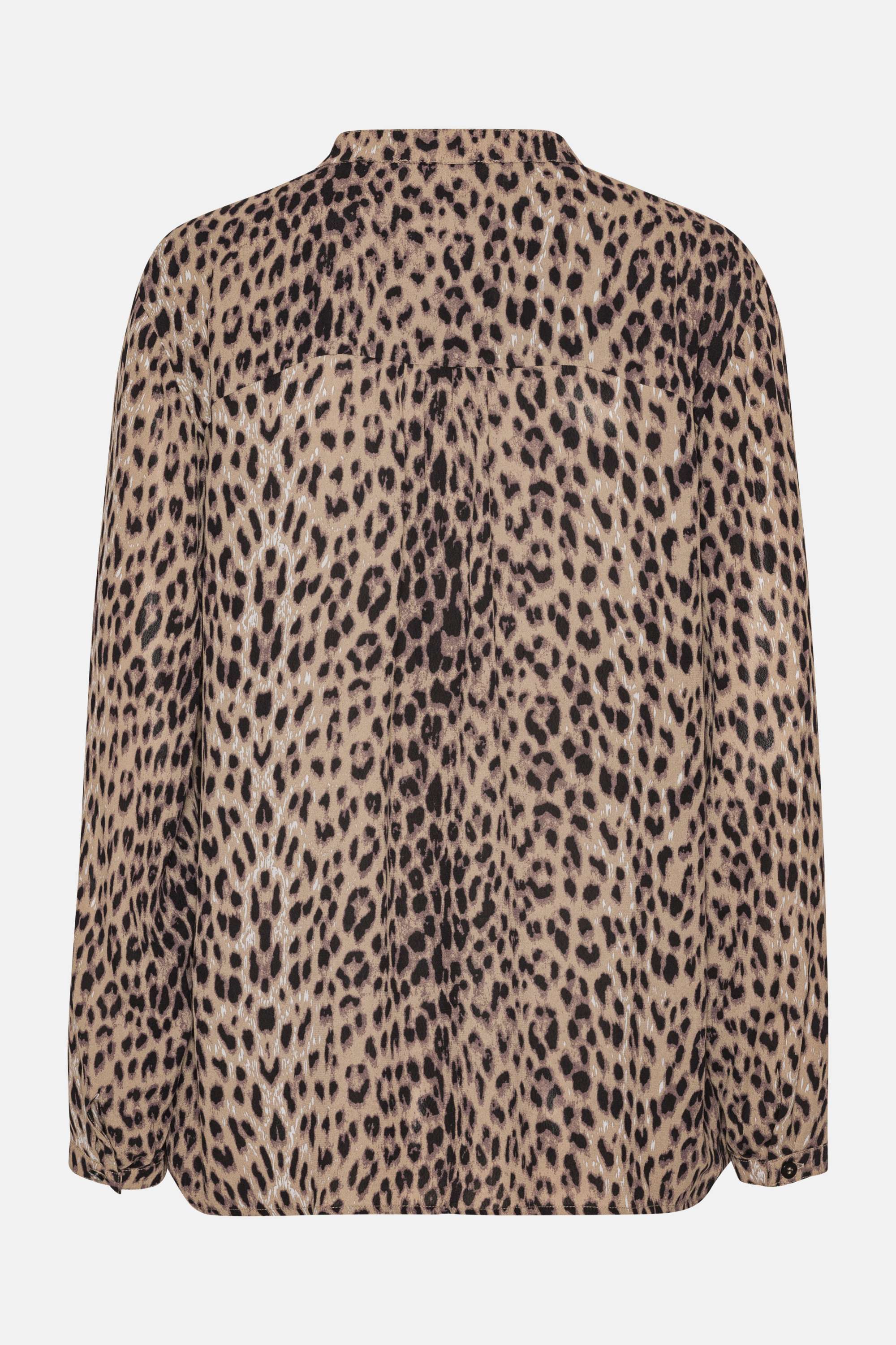 Skjorte med Halv Knappestolpe - Brown Panthera Print